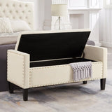 ZNTS Upholstered Tufted Button Storage Bench with nails trim,Entryway Living Room Soft Padded Seat with 65313741