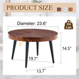 Modern Round Coffee Table - Annular Texture, Durable and Robust With a Diameter of 23.6 W2920P226079
