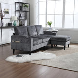 UNITED WE WIN Sofa for three, solid wood frame, Chenille fabric, side pocket, with two cup holders, W1568142738