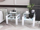 Set of 2, Modern Tempered Glass Tea Table Coffee Table End Table, Square Table for Living Room, 28812852