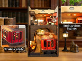 3d wooden puzzle for adults Baker Street book nook with lights model kit dollhouse DIY miniature 72104292