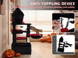 Gothic 5-Level Cat Tree 63" Tall with Sisal Scratching Posts Black Red Cat Tower 42411878