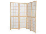 5.41ft 4-Panel Room Divider Painted Natural Wood Finish, Split-Section 97793982