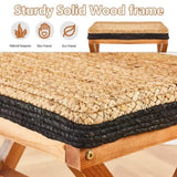 Ottoman Footstool Natural Seagrass Footrest Pouf Ottomans with X Wooden Legs Rectangular Hand 39435455