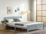 Full Single Bed Frame Vertical Striped Decorative Curved Headboard and Footboard Bed Frame Painted 17007454