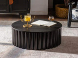 Round Coffee Table With Lift Handcrafted Relief Sturdy Pedestal Wooden Tea Table for Living Room no W3081P360271