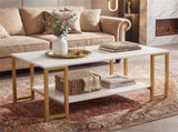 2-Tier Modern Coffee Table with Open Storage Shelf for Living Room & Robot Vacuum Friendly 14480497