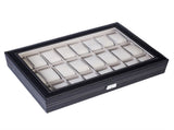 24 Compartments Top-level Opening Style Leather Watch Collection Box Black 45482126