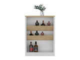 Kitchen Island 41" H, 2 Bottle Organizer and Shelf, White / Macadamia B097133048
