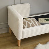 65.35"Wide Corduroy Storage Soft Bench with Armrests, Backrest and Two bolster Pillows for Living W3118P254210