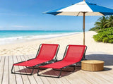 Wine Red Set of 2 Folding Chaise Lounge Chairs Sun Tanning Chairs for Beach Camping Outdoor 10563872
