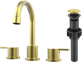 Widespread Bathroom Sink Faucet Brushed Gold 2 Handle 8 inch Lavatory Faucet 3 Hole 360&deg Swivel T3177P351696