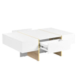 ZNTS ON-TREND 47.2'' x 31.4''Minimalist High Gloss Coffee Table with 2 Drawers, Multi-Storage Rectangle N721P180693K