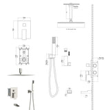 Shower System with Waterfall Tub Spout,16 Inch Ceiling Mount Square Shower System with Rough-in W124381955