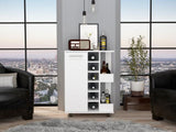 Bar Cart, Two External Shelves, Four Casters, Six Built-in Wine Rack, Single Door Cabinet -White B07091830