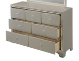 1pc Modern Glam Style Champagne Finish Glam Seven Drawer Dresser Embossed Crocodile Pattern Wooden B011P217892
