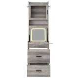 Small Vanity Desk with Mirror and LED Lights, Makeup Table with Charging Station and Storage Shelves 01088516