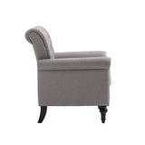 ZNTS Mid-Century Modern Accent, Linen Armchair w/Tufted Back/Wood Legs, Upholstered Lounge Arm W133355313