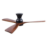 Hot sales 52 Inch Modern Black Fans With Lights, 3 Color Dimmable LED, 3 Solide Wood Blades W2991P338636