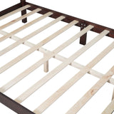 ZNTS Queen Size Wood Platform Bed Frame,Retro Style Platform Bed with Wooden Slat Support,Dark Walnut WF308185AAD