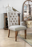 Contemporary Ivory Fabric 2pcs Side Chairs Bold Sturdy Design Rustic Oak Solidwood Tufted Back B011P200228