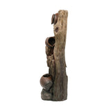 12.4x11.6x37.8" Decorative 3 Tier Tree Trunk Fountain with Lights and Pump, Brown W2078P178872