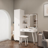 Makeup Vanity Table Slim Armoire Wardrobe Set, Dressing Table with LED Mirror Power Outlets 97156589