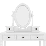 Vanity Desk with Adjustable Angle Mirror, Vintage Vanity Makeup Table and Cushioned Stool Set with N733P305139K
