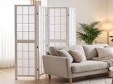 5.41ft White Painted 4-Panel Folding Screen Pine Wood & Non-Woven Fabric 29651562