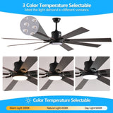 ZNTS Walnut LED Ceiling Fan Light with 8 Wooden Blades, Remote Control, Dimmable & Adjustable Color W1340P244569