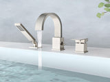 Waterfall Bathtub Faucet with Sprayer, 3-Hole Roman Filler with Hand Shower Deck Mount Waterfall W1224P206180