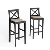 Bar Chair Counter Height Stool with Backrest, Padded Seat & Footrest, Wood Kitchen Island Chair, W2582P170703