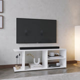 Entertainment Center 17.8" H, with 4 Shelves and 4 Legs, White B097P250863
