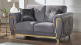 Leena Contemporary Style Upholstery Loveseat Made with Wood in Gold accent & Gray B009P264615