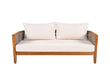 2 Pieces Acacia Wood Patio Furniture Set, Outdoor Unique Tub Design Loveseat with Woven Rope Table, N780P245860G