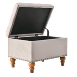 Square velvet upholstered Ottoman with storage space, hidden support hinge with easy to open top, W2941P242273