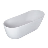 67-inch solid surface stone resin oval shape soaking bathtub with overflow for the bathroom W161370501