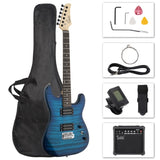 ZNTS GST Stylish H-H Pickup Tiger Stripe Electric Guitar Kit with 20W AMP 61299708