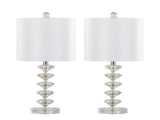 Diamond Stacked 23" Contemporary Crystal Table Lamp in Clear K9 Crystal with Off-White Silk-Like B202P224007