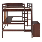 ZNTS Twin size Loft Bed with Desk and Writing Board, Wooden Loft Bed with Desk & 2 Drawers Cabinet 41615218