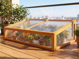 37" x 25 x 16 Wooden Cold Frame Greenhouse with Adjustable Polycarbonate Roof, Portable Mini Hot 69295096