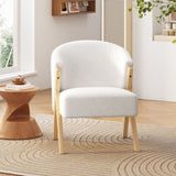 Modern Accent Chair with White Upholstery and Solid Wood Frame, Minimalist Lounge Chair for Living N767P203866W
