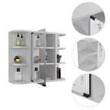 Milan Medicine Cabinet, Six External Shelves Mirror, Three Internal Shelves -White B20091958