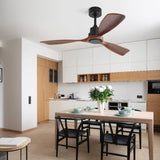 48 Inch Ceiling Fan Without Light, 3 Solid Wood Blades Outdoor Ceiling Fan 6-speed Reversible DC W882P164175