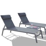 Patio Chaise Lounge Set, 3 Pieces Adjustable Backrest Pool Lounge Chairs Steel Textilene Sunbathing W1859109867