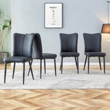 Modern Black PU Chair Set - Four Pieces, The backrest has a vertical and smooth line design.Suitable W1151P268762