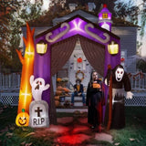 ZNTS 9.8 FT Halloween Inflatables Haunted House Castle Archway Outdoor Decorations, Scary Halloween Giant 03459375