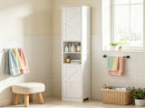 70" Narrow Tall Bathroom Storage Cabinet, Slim Freestanding Design with Adjustable & Open Shelves 28505505
