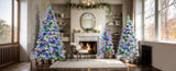 4FT Pre-Lit Spruce Snow Flocked Christmas Tree with Pine Cones, Artificial Xmas Tree with 170 Branch N704P198466A