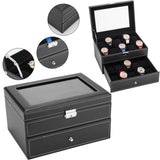 ZNTS Watch Box 20 Mens Case Glass Top Display Organizer Lockable Black 38015822